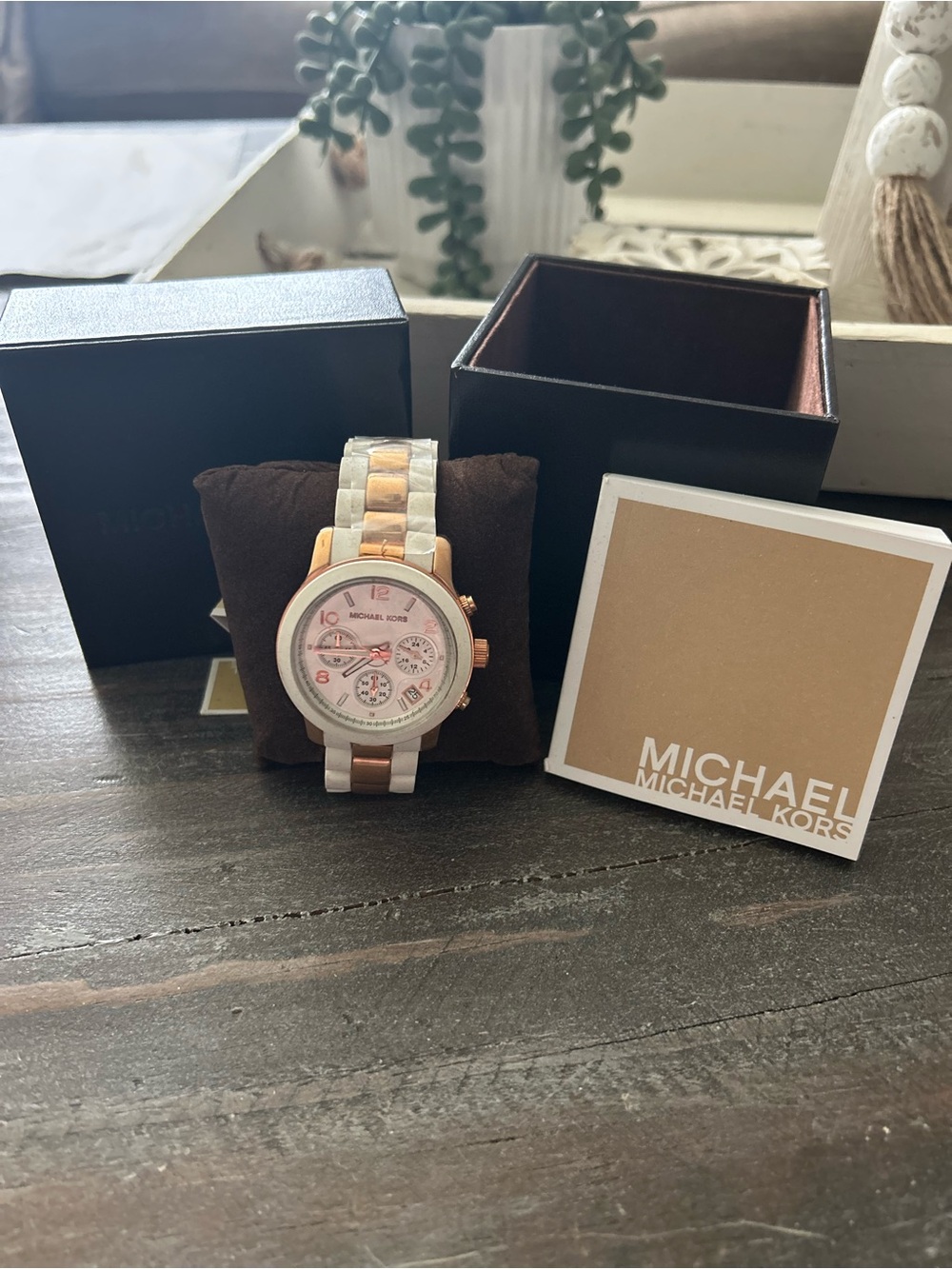 Michael Kors Rose Gold and White Women's Chronograph Watch
